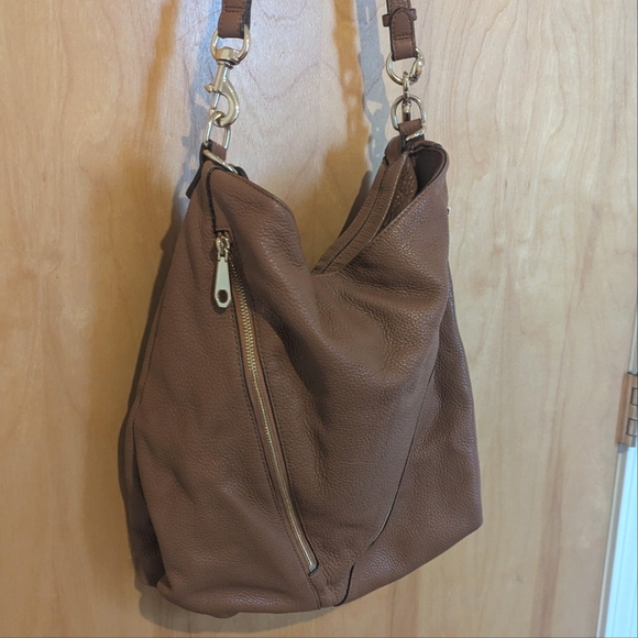 Rebecca Minkoff pebbled supple leather moto hobo shoulder/crossbody bag - Picture 9 of 10